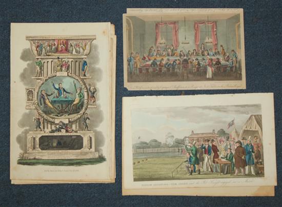 George Cruikshank (1792-1878) Plates from the Microcosm of London and other works, largest 10 x 14in.